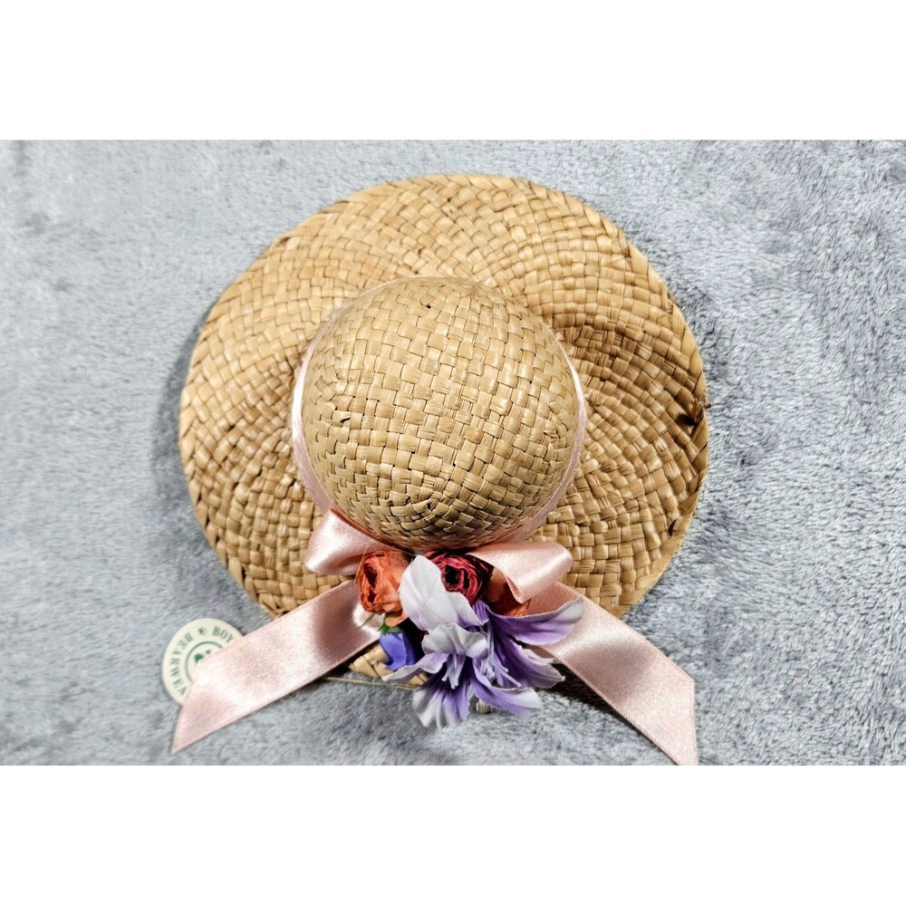 Boyds Bears Bearwear Straw Floral Hat w Ribbon
